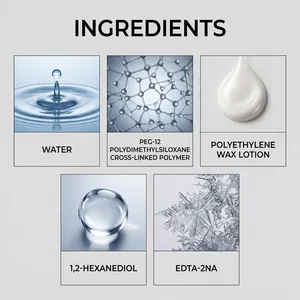 Infografía científica que muestra ingredientes del restaurador de plástico para autos