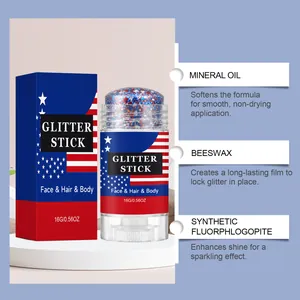 Dettaglio dello stick glitter per viso e corpo con ingredienti per la cura della pelle