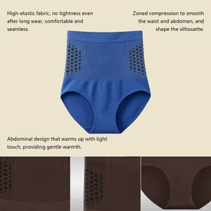 Detailweergave van naadloze corrigerende slip met hoge taille en gerichte compressie