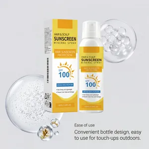 Detailansicht von SPF 100 Sonnenschutzspray für Haar und Kopfhaut mit Verpackung.