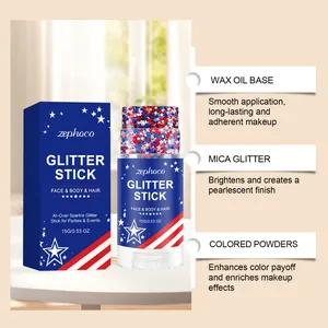 Détail du bâton de paillettes Zephoco montrant la base d'huile de cire et les paillettes