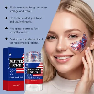 Stick glitter patriottico rosso bianco blu per trucco viso capelli e corpo festa