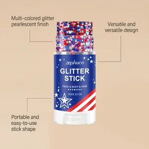 Gros plan détaillé sur le bâton de paillettes étoilées zephoco pour visage et corps