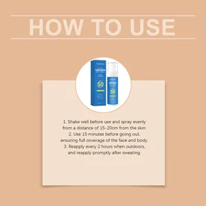 Usage guide for Viareline Dual-Mineral Sunscreen Body Spray with SPF 50 PA++++ protection
