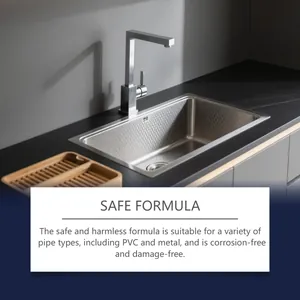 Jue Fish pipe cleaner safe for PVC and metal kitchen sink pipes with harmless formula