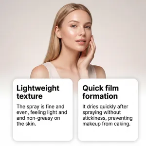Detail showing mineral body spray benefits: lightweight texture and quick film formation