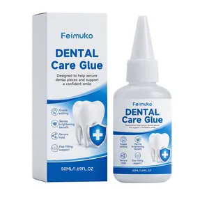 Feimuko dental care glue for securing dental pieces, 50ml bottle with box.