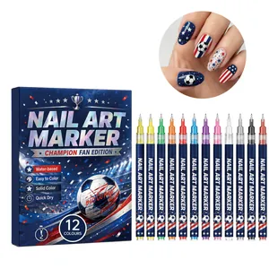 Juego de 12 rotuladores de nail art con tema de fútbol para nail art profesional