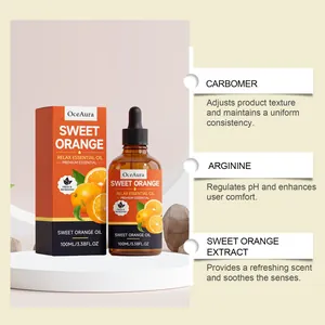 Gedetailleerde analyse van ingrediënten voor OCEAURA Sweet Orange Essential Oil 100ml.