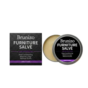 Brunizo 2-σε-1 αλοιφή επίπλων για περιποίηση δέρματος και ξύλου, μεταλλικό δοχείο 100g