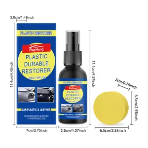 Detailed dimensions for RayHong 50ml plastic restorer spray with round sponge applicator
