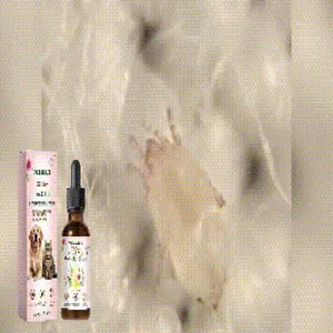 Detailed shot of YEGBONG pet flea and tick protection drops with 30ml bottle and box