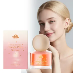 Dettaglio del siero alla niacinamide HANCHOBIT con confezione elegante e modella lifestyle