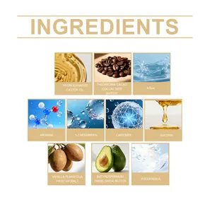 Tabla detallada de ingredientes del aceite corporal de vainilla y cacao con extractos