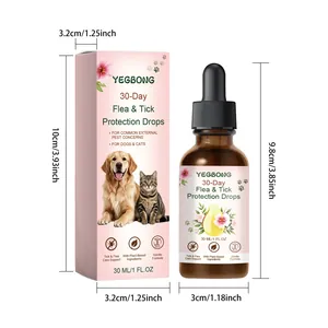 Detailed dimensions of YEGBONG 30ml flea and tick protection drops for dogs and cats