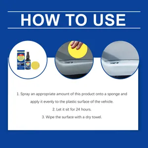 Instructional guide for RayHong car plastic restorer with three easy application steps