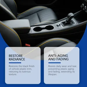 Close-up of car interior console showing plastic trim restoration and anti-aging benefits.