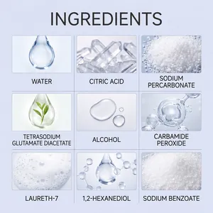 Liste d'ingrédients détaillée pour nettoyant vitres avec acide citrique et percarbonate.