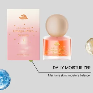 Dettaglio del siero idratante HANCHOBIT Omega-Pdrn con flacone elegante e la confezione