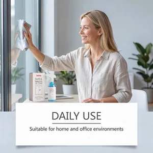 Scénario d'utilisation du nettoyant pour verre et inox en maison ou bureau professionnel