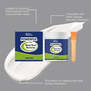 Detailed view of RayHong 100g white metal rust remover with brush and texture