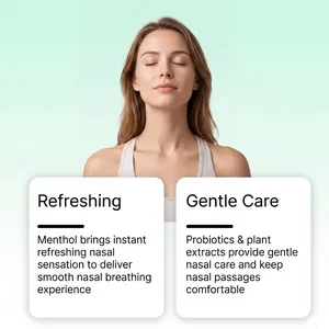 Vue détaillée expliquant les bienfaits du menthol et des probiotiques pour inhalateur nasal