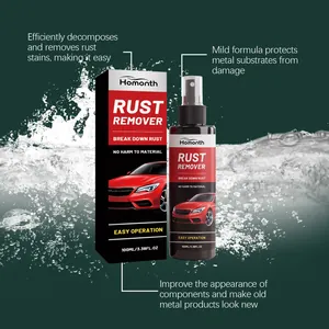 Homonth 100ml roestverwijderaar sprayfles met verpakking op waterspatten achtergrond detail