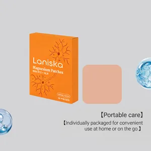 Patchs au magnésium Laniska avec B12 et ALA emballage et patch topique individuel
