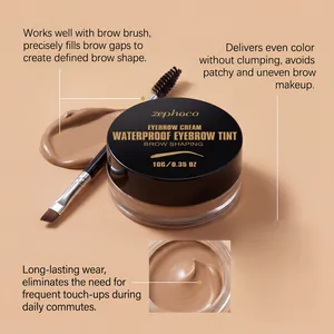 Détail de la crème à sourcils imperméable zephoco en marron clair avec pinceau