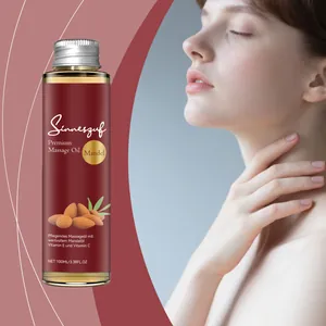 Premium Sinneszug almond massage oil bottle detail for deep nourishing skin care
