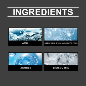 Detailed ingredient list for adhesive remover spray showing Water and Disodium EDTA.