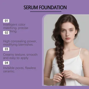 Detail features of ARVIONA serum foundation for flawless ceramic skin finish.