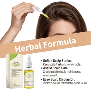Vista detallada del elixir para el crecimiento del cabello aplicado con un cuentagotas.