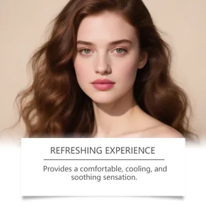 Woman with wavy brown hair showing refreshing cooling and soothing hair cream effect
