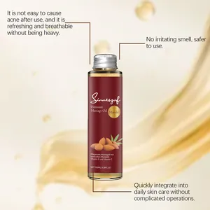Premium almond massage oil in a 100ml bottle with skin care benefits description