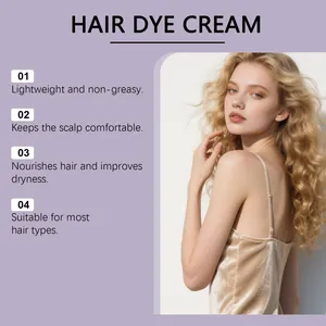 Detail view showing hair dye cream results on curly blonde hair with nourishing benefits