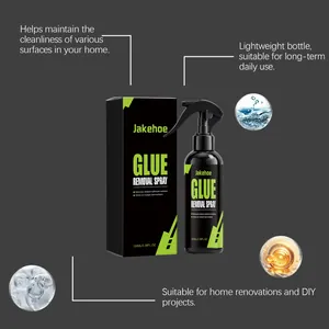 Detailed view of Jakehoe glue removal spray bottle and packaging for home and DIY use.