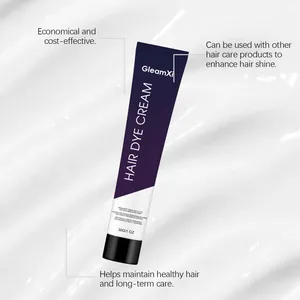 Detail of GleamXi hair dye cream tube with 30g capacity and keratin silk proteins