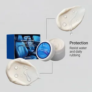 Crema de reparación de cuero RayHong mostrando gotas de protección impermeables