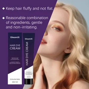 GleamXi permanent hair dye cream set showing packaging details and blonde hair results
