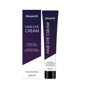 Professional GleamXi permanent hair dye cream with silk and keratin proteins, 30g/1oz