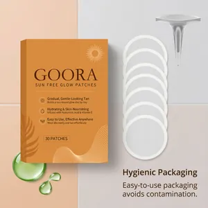Hygienische bräunungspflaster und braune verpackung für sonnenlose bräunung im detail