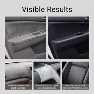 Comparación antes y después de la eficacia del restaurador de plásticos interiores.