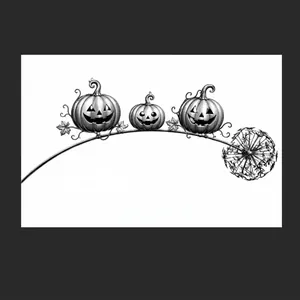 Illustration détaillée en noir et blanc de citrouille d'Halloween pour prise de sol