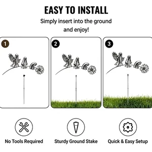 Guide d'installation détaillé étape par étape pour le piquet de jardin fantôme Halloween.