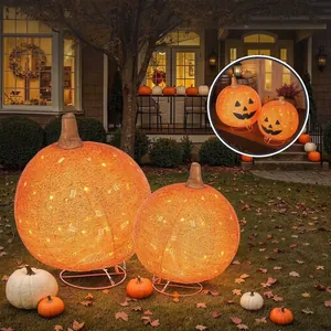 Υπαίθριο σετ κολοκύθας Halloween με φώτα για διακόσμηση κήπου και εορταστική επίδειξη γκαζόν