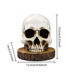 Detaillierte Maße der kreativen Totenkopf-Harzfigur für die Halloween-Dekoration
