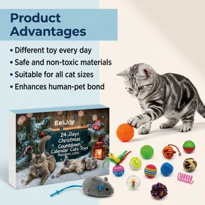 24-daagse kerstadventskalender voor katten met diverse interactieve speeltjes