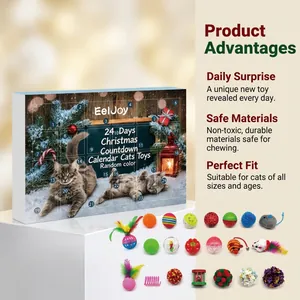Gedetailleerd overzicht van de EelJoy adventskalender en bijbehorende kattenspeeltjes