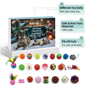 Katten adventskalender met 24 interactieve speeltjes voor het aftellen naar kerst.